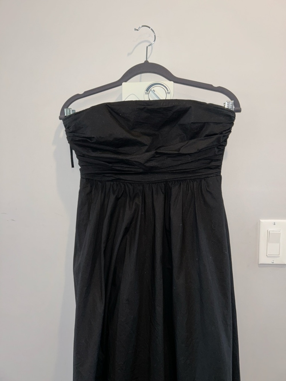 A.L.C Strapless Ruched Bodice Tate Poplin Dress Black - Picture 6 of 10